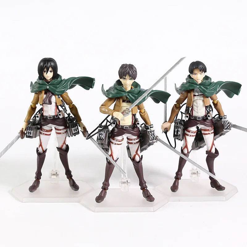 Figuras de Acción Coleccionables de Attack on Titan: Eren, Mikasa y Levi - GambareG