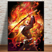 Póster Abstracto de Demon Slayer con Rengoku y Tanjiro - Arte en Lienzo Exclusivo