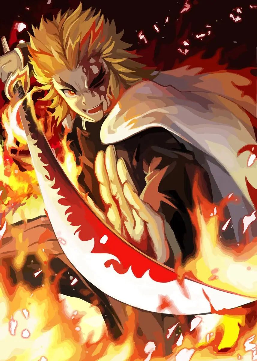 Póster Abstracto de Demon Slayer con Rengoku y Tanjiro - Arte en Lienzo Exclusivo