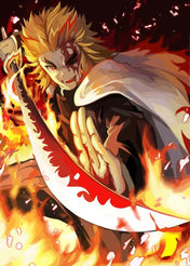 Póster Abstracto de Demon Slayer con Rengoku y Tanjiro - Arte en Lienzo Exclusivo