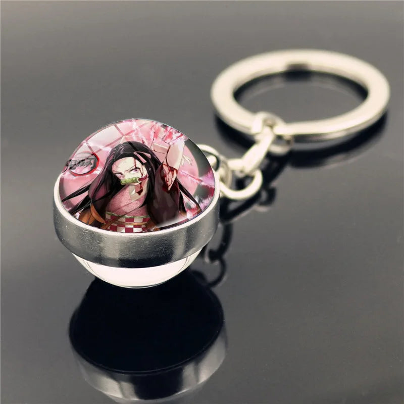 Llavero Exclusivo de Demon Slayer con Esfera de Vidrio Doble Cara