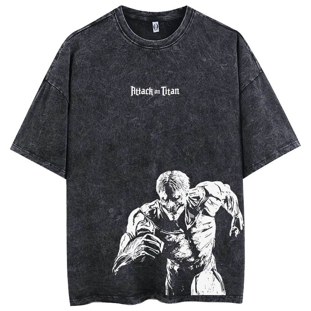 Camiseta Oversize Attack On Titan para Hombre - Estilo Hip Hop Vintage - GambareG