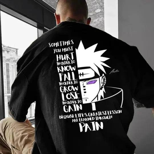 Camiseta Naruto Pain Oversize Unisex de Algodón para Verano - GambareG