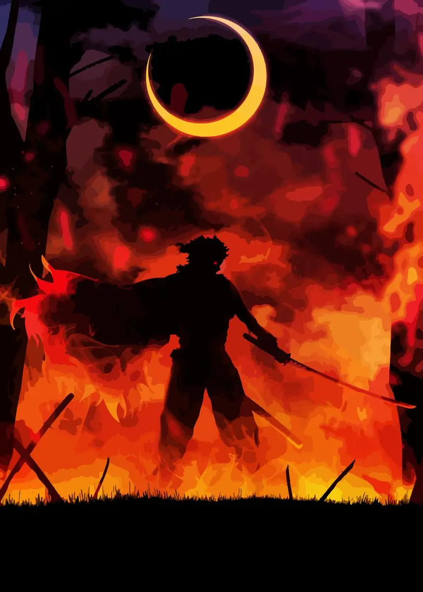 Póster Abstracto de Demon Slayer con Rengoku y Tanjiro - Arte en Lienzo Exclusivo