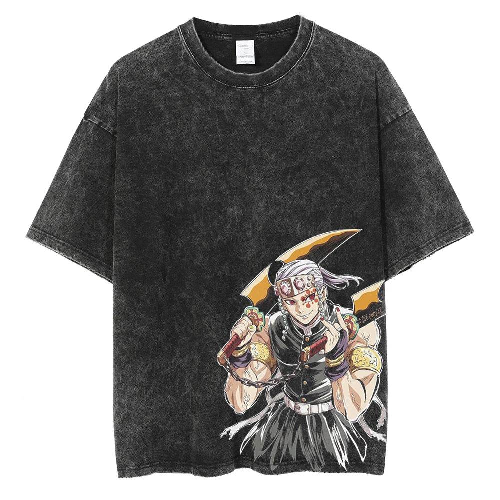 Camiseta Gráfica Demon Slayer Kamado Tanjirou Vintage de Algodón - GambareG