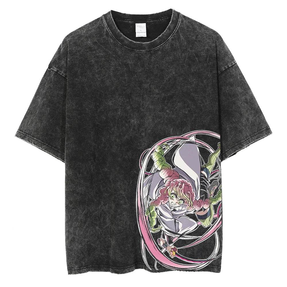 Camiseta Gráfica Demon Slayer Kamado Tanjirou Vintage de Algodón - GambareG