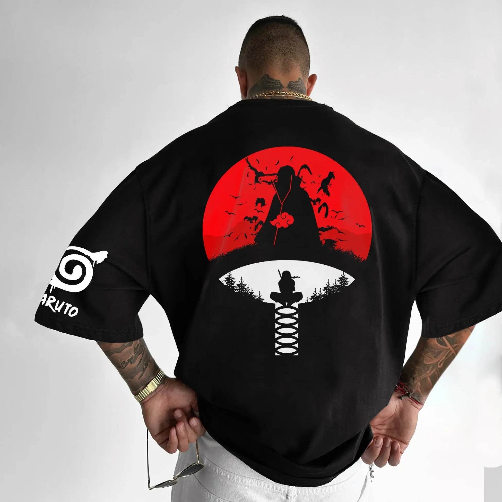 Camiseta Uchiha Sasuke Naruto para Padres e Hijos - Estilo Y2K Harajuku - GambareG