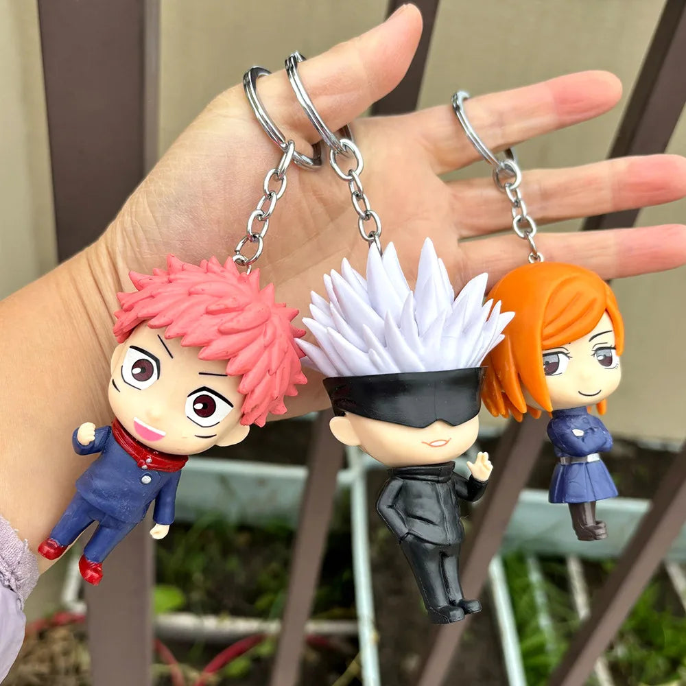 Llavero Coleccionable Jujutsu Kaisen - Figuras de Satoru Gojo, Kugisaki Nobara y Yuji Itadori