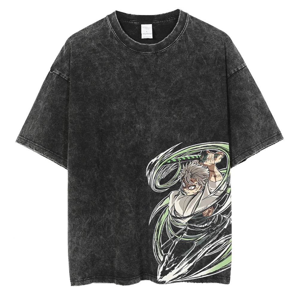 Camiseta Gráfica Demon Slayer Kamado Tanjirou Vintage de Algodón - GambareG