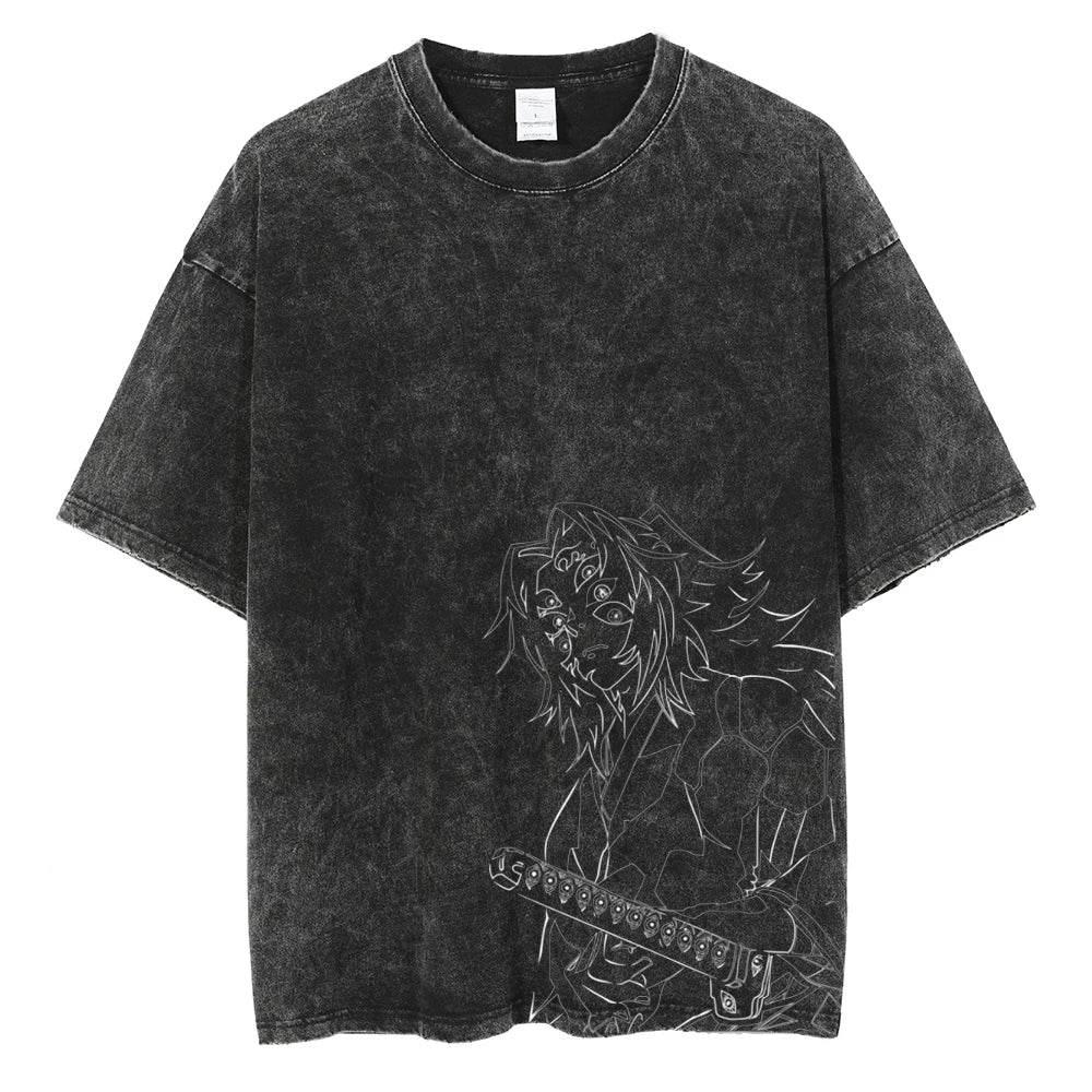 Camiseta Gráfica Demon Slayer Kamado Tanjirou Vintage de Algodón - GambareG