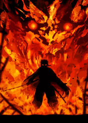 Póster Abstracto de Demon Slayer con Rengoku y Tanjiro - Arte en Lienzo Exclusivo